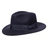 Wigens Wool Fedora With Grosgrain Hatband In Navy