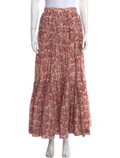 Pre-owned Wiggy Kit Floral Print Long Skirt In Pink