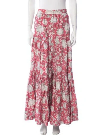 Pre-owned Wiggy Kit Floral Print Long Skirt In Red