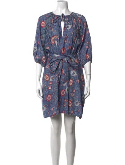 Pre-owned Wiggy Kit Floral Print Mini Dress In Blue