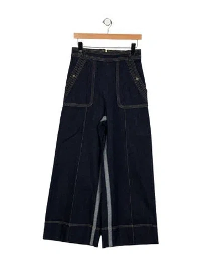 Pre-owned Wiggy Kit High-rise Wide Leg Jeans In Blue