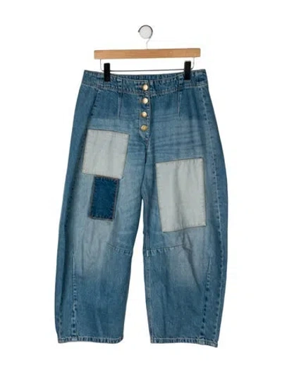 Pre-owned Wiggy Kit High-rise Wide Leg Jeans In Blue