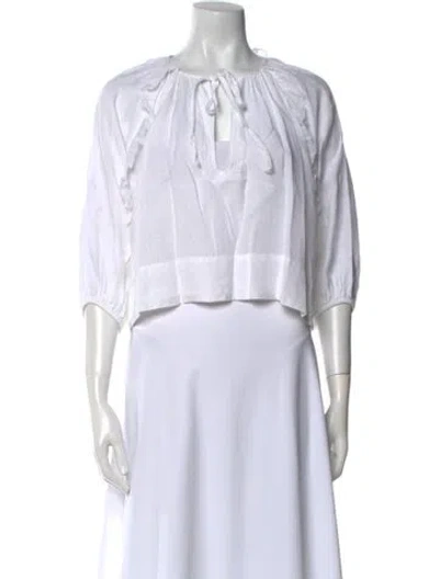 Pre-owned Wiggy Kit Linen Crew Neck Crop Top In White