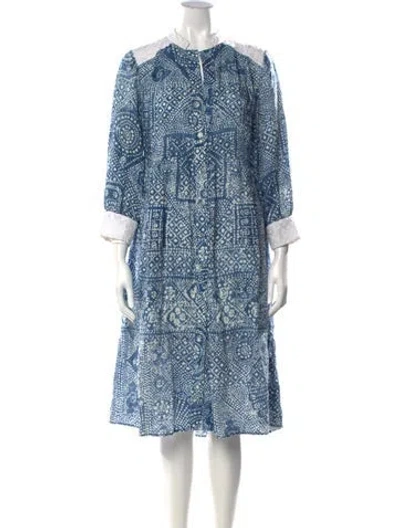 Pre-owned Wiggy Kit Linen Knee-length Dress In Blue
