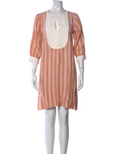 Pre-owned Wiggy Kit Linen Knee-length Dress In Orange