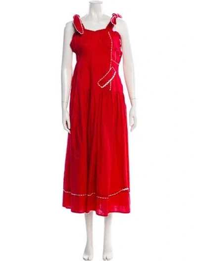 Pre-owned Wiggy Kit Linen Long Dress In Red
