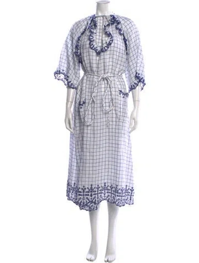 Pre-owned Wiggy Kit Linen Long Dress W/ Tags In White