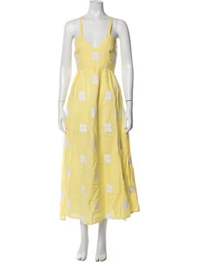 Pre-owned Wiggy Kit Linen Long Dress In Yellow