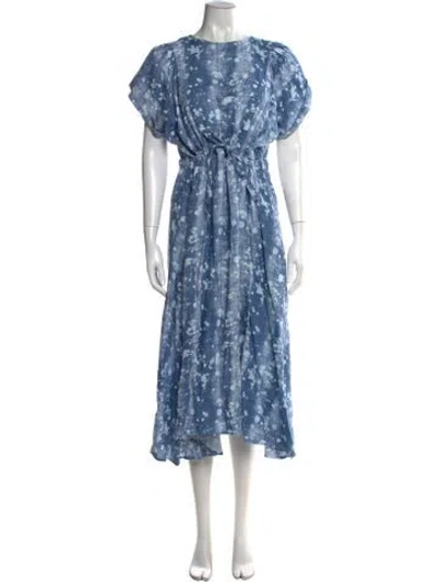 Pre-owned Wiggy Kit Linen Midi Length Dress In Gray