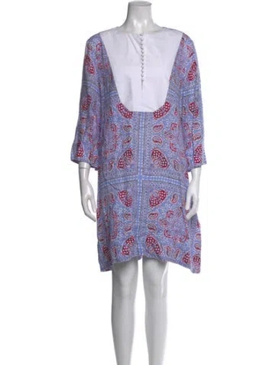 Pre-owned Wiggy Kit Linen Mini Dress In Blue