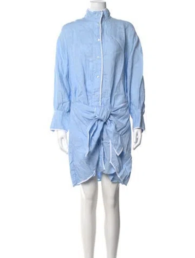 Pre-owned Wiggy Kit Linen Mini Dress In Blue