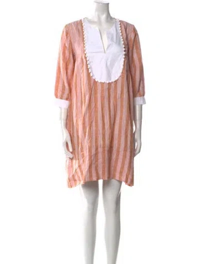 Pre-owned Wiggy Kit Linen Mini Dress W/ Tags In Orange