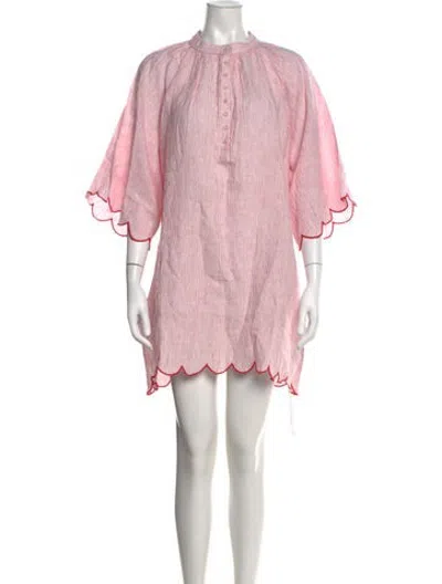 Pre-owned Wiggy Kit Linen Mini Dress W/ Tags In Pink