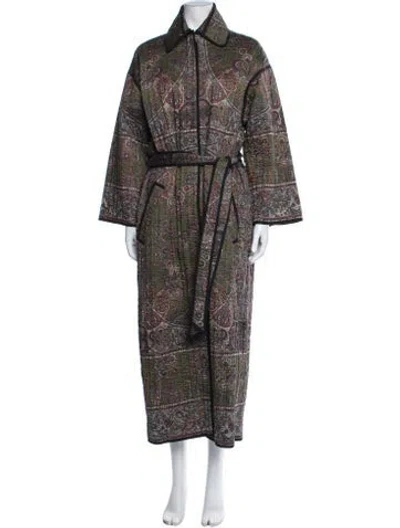 Pre-owned Wiggy Kit Paisley Print Coat In Green