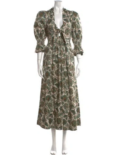 Pre-owned Wiggy Kit Paisley Print Long Dress In Neutral