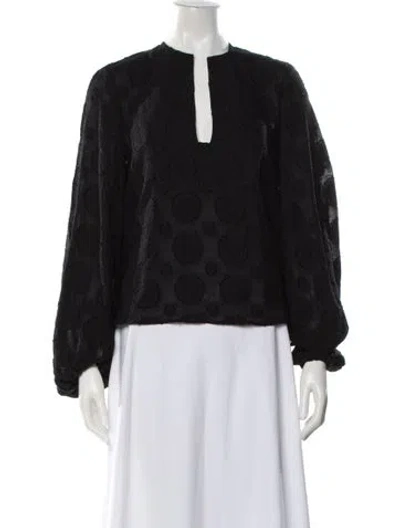 Pre-owned Wiggy Kit Patterned Crew Neck Top In Black