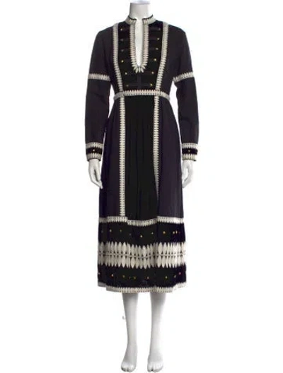 Pre-owned Wiggy Kit Patterned Long Dress In Black