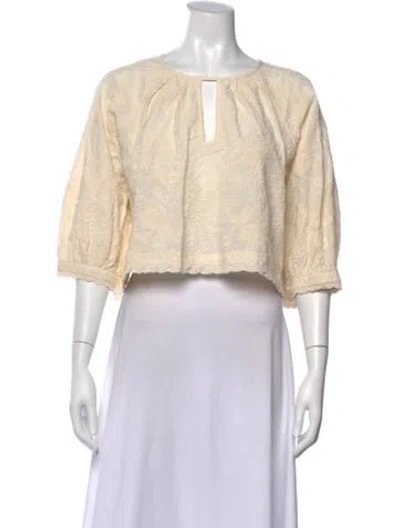 Pre-owned Wiggy Kit Patterned Square Neckline Crop Top In Neutral