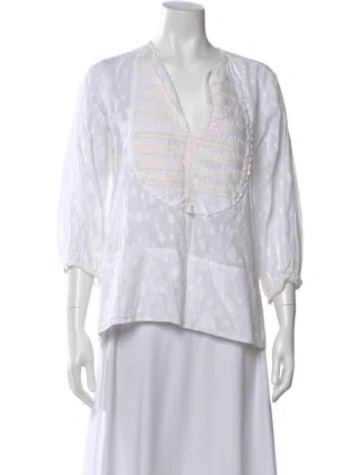 Pre-owned Wiggy Kit Patterned V-neck Blouse In White