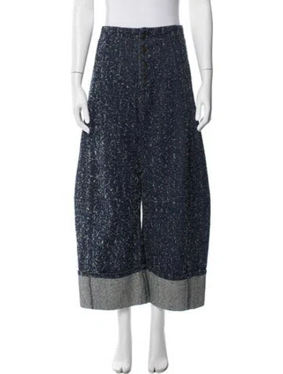 Pre-owned Wiggy Kit Patterned Wide Leg Pants In Blue