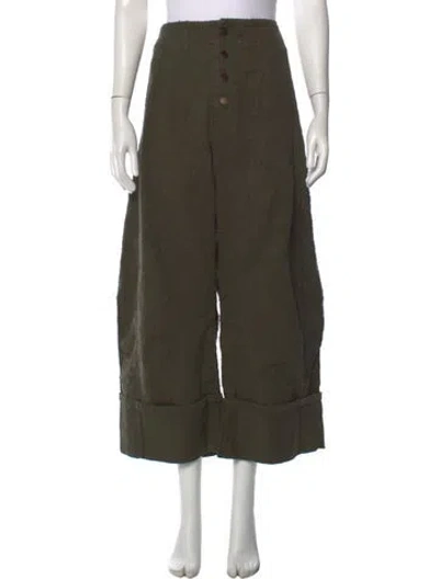 Pre-owned Wiggy Kit Patterned Wide Leg Pants In Green