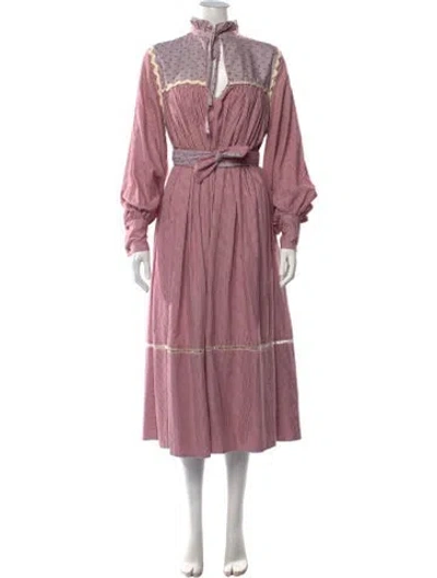 Pre-owned Wiggy Kit Plaid Print Long Dress In Red