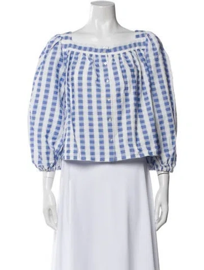 Pre-owned Wiggy Kit Plaid Print Square Neckline Top In Multi