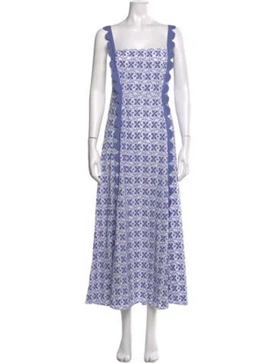 Pre-owned Wiggy Kit Printed Long Dress In Blue