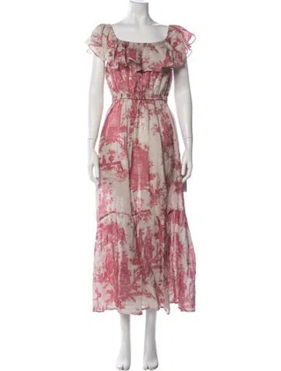 Pre-owned Wiggy Kit Printed Long Dress In Pink