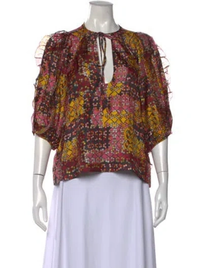 Pre-owned Wiggy Kit Silk Patterned Top In Multi
