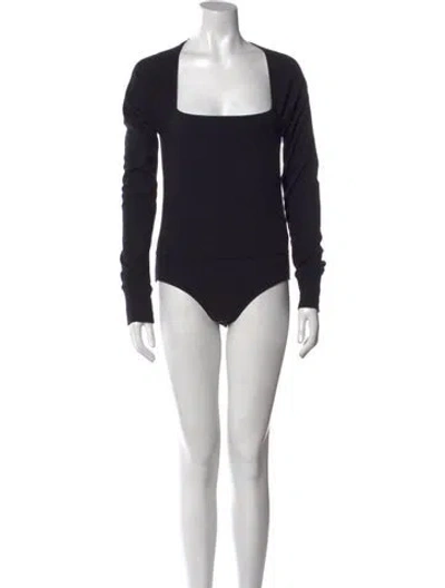 Pre-owned Wiggy Kit Square Neckline Long Sleeve Bodysuit In Black