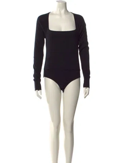 Pre-owned Wiggy Kit Square Neckline Long Sleeve Bodysuit In Black
