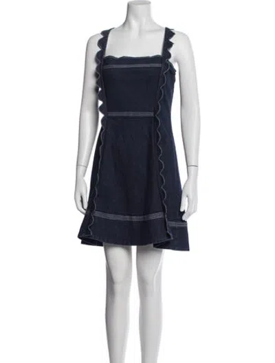 Pre-owned Wiggy Kit Square Neckline Mini Dress In Blue