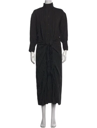 Pre-owned Wiggy Kit Striped Long Dress In Black