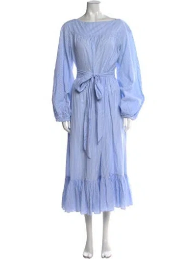 Pre-owned Wiggy Kit Striped Long Dress In Blue