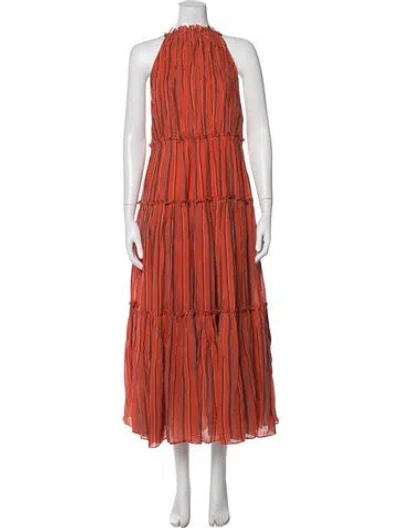 Pre-owned Wiggy Kit Striped Long Dress In Orange