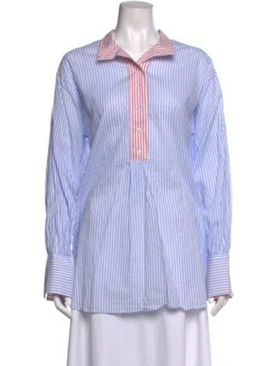 Pre-owned Wiggy Kit Striped Long Sleeve Top In Blue