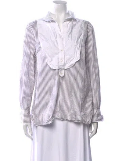 Pre-owned Wiggy Kit Striped Long Sleeve Top In White