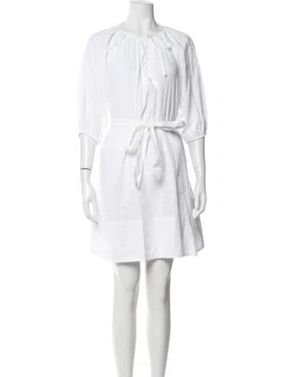 Pre-owned Wiggy Kit Tie Neck Mini Dress In White