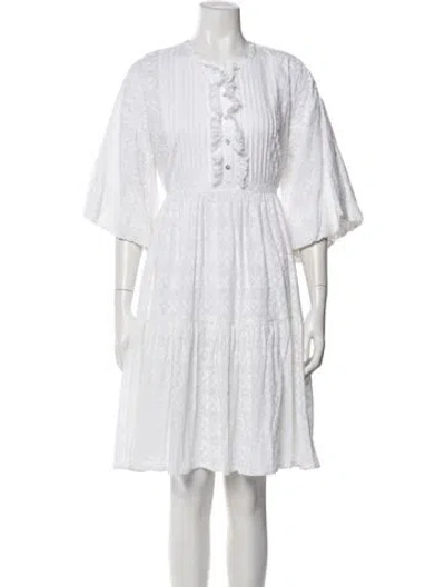 Pre-owned Wiggy Kit V-neck Knee-length Dress In White