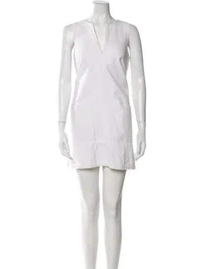 Pre-owned Wiggy Kit V-neck Mini Dress In White