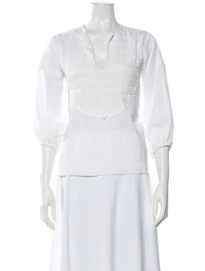 Pre-owned Wiggy Kit V-neck Three-quarter Sleeve Top In White