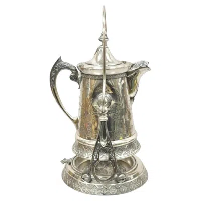 Pre-owned Wilcox Silver Plate Co. Antique Wilcox Silver Plate Co Victorian Porcelain Lined Tilting Coffee Tea Pot