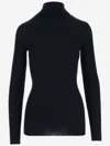 Wild Cashmere Blue Turtleneck Pullover In Black