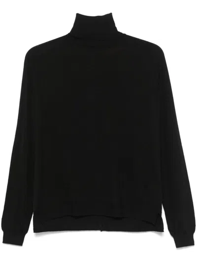 Wild Cashmere Clover Highneck Sweater In Black