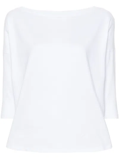 Wild Cashmere Cotton Boat-neck Top In White