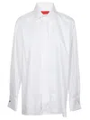 Wild Cashmere Cotton Shirt With Long Sleeves And Side Slits In White