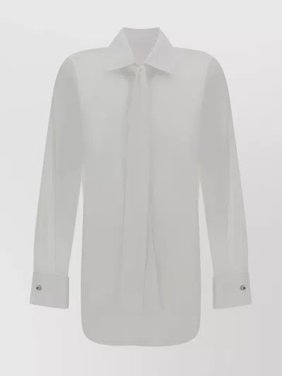 Wild Cashmere Cotton Shirt With Box Pleat Back In White