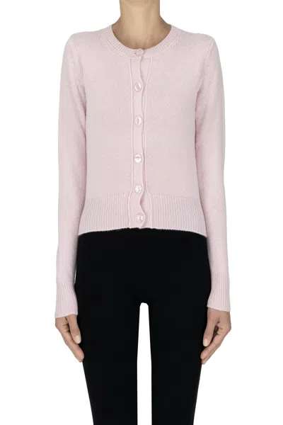 Wild Cashmere Cropped Cashmere Cardigan In Pale Pink