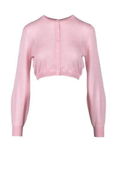 Wild Cashmere Cropped Pink Cardigan With Silk-cashmere Blend